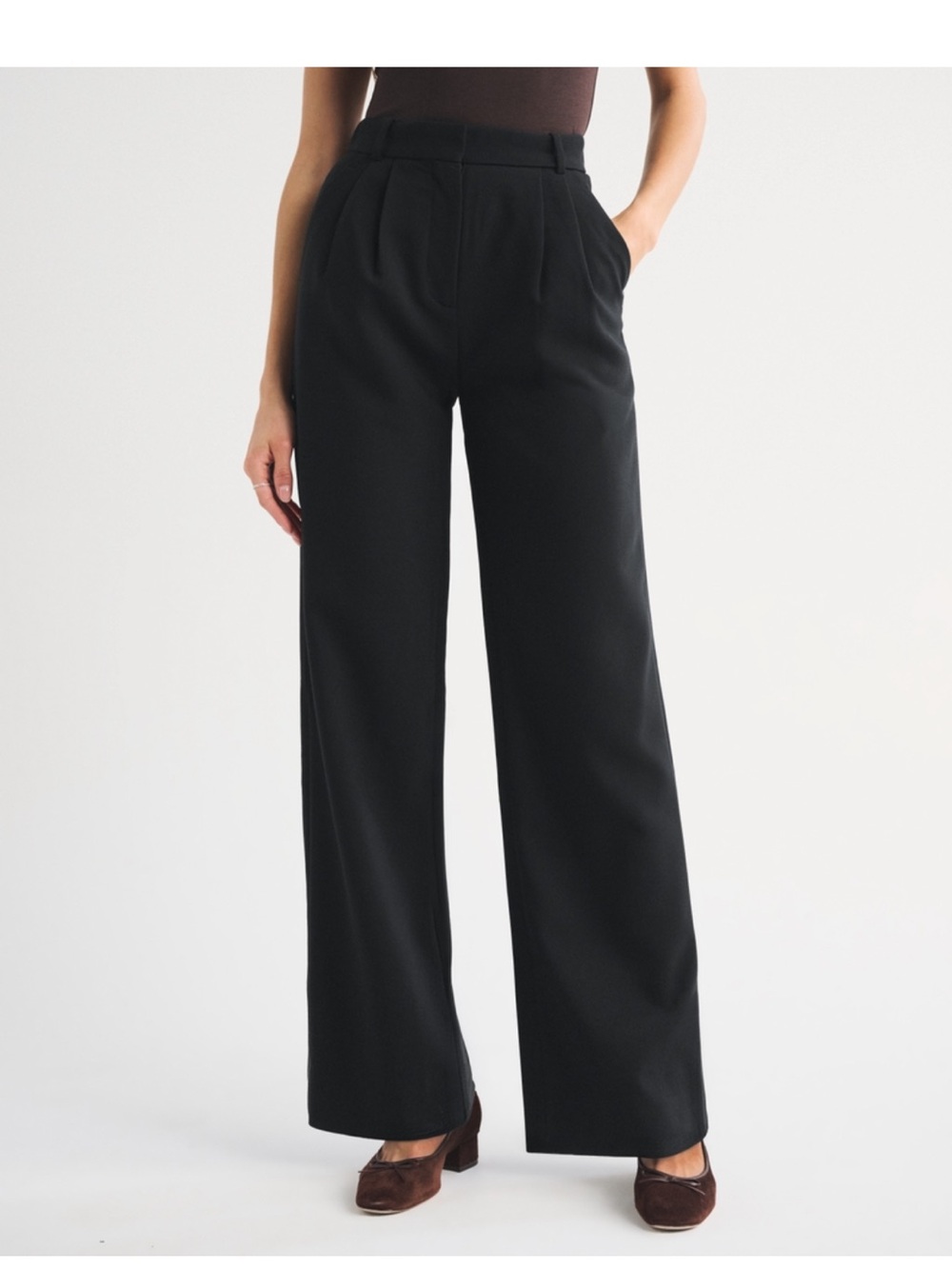 Abercrombie & Fitch Sloan Black High-Rise Wide-Leg Trousers 23 NWT